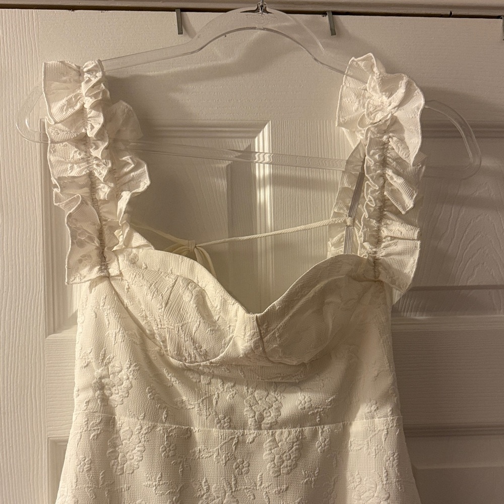 Lulu's White Ruffle Strap Dress - Picture 3 of 4